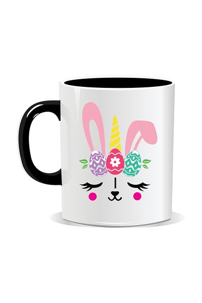 OEM Personalized Easter Mug, Bunny Mask - Black Interior