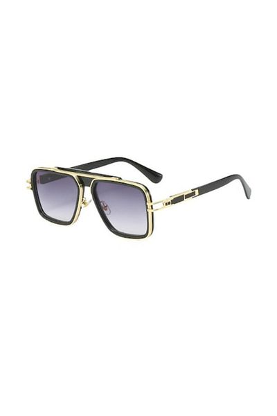 Tessero - Ochelari de soare pătrați premium, detalii metalice, unisex, protecție UV400, negri