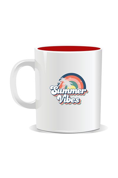 OEM Personalized mug with summer messages, Summer Vibes 5 - Red interior