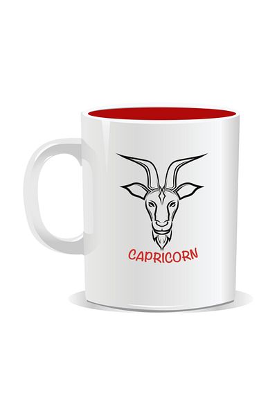 OEM Personalized mug with zodiac sign, Capricorn - Red interior