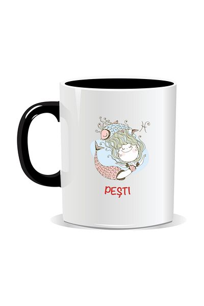 OEM Personalized mug with zodiac sign, Pisces zodiac symbol - Black interior