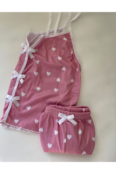 Lotiva Wear Women's Heart Patterned Shorts Pajama Set