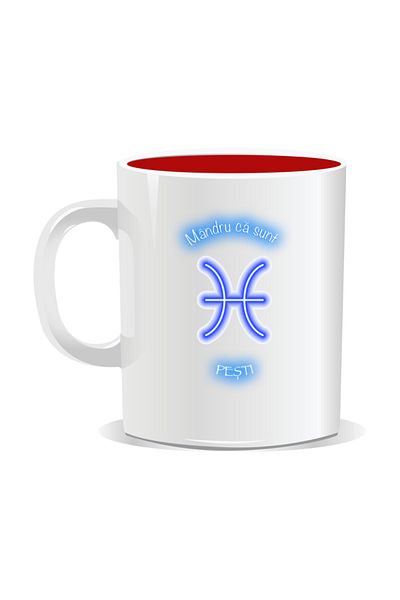 OEM Personalized Zodiac Mug, Neon with Pisces - Red Interior