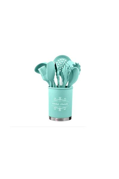 SIKS ® kitchen cooking utensils, 13 pieces, non-stick, silicone with wooden handle