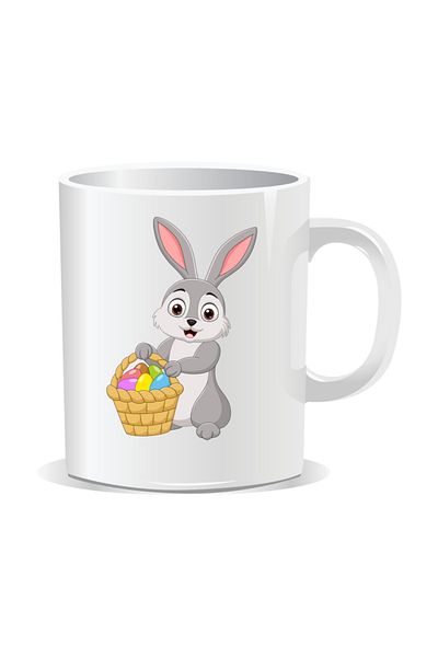 OEM Personalized Easter mug, Bunny with basket of eggs - White interior