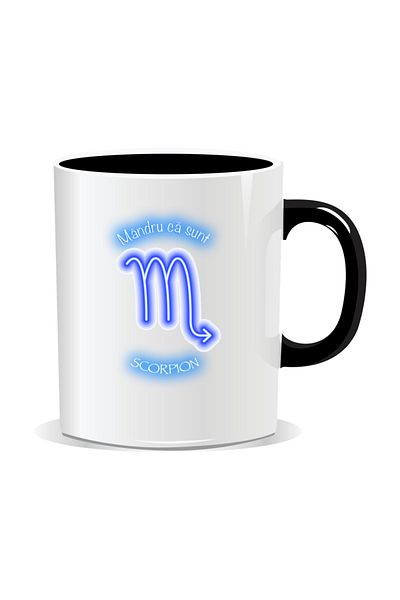 OEM Personalized zodiac mug, Neon with Scorpio - Black interior
