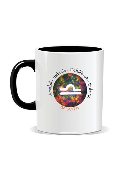 OEM Personalized mug with zodiac, Cosmos colored with Libra - Black interior