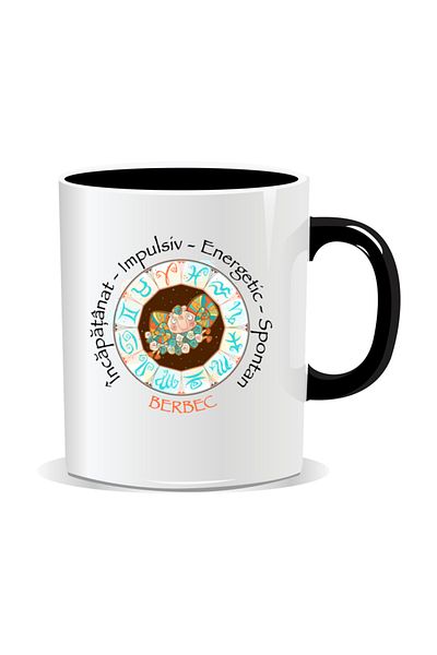 OEM Personalized mug with zodiac, complete horoscope with Aries - Black interior