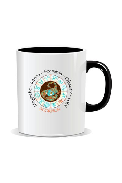 OEM Personalized mug with zodiac, complete horoscope with Scorpios - Black interior