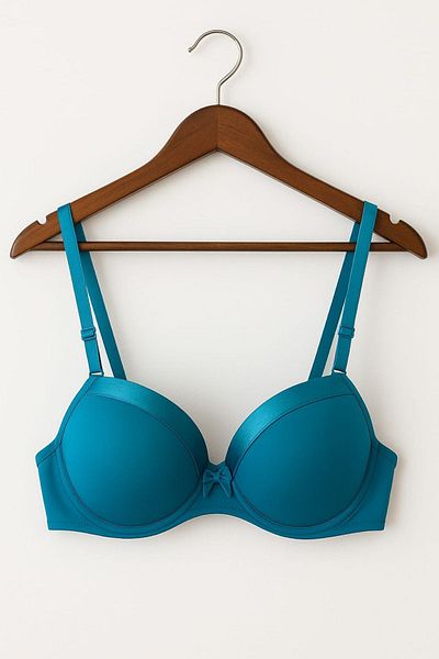 enmodaiçgiyim Supported Petrol Blue Satin Piping Luxury Women's Bra