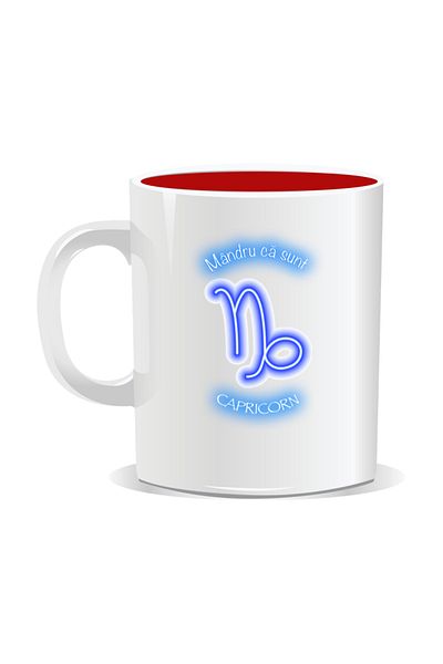 OEM Personalized zodiac mug, Neon with Capricorn - Red interior