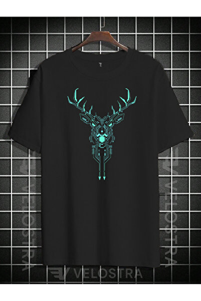 Velostra تيشيرت للجنسين بطبعة غزال رقمية كبيرة الحجم