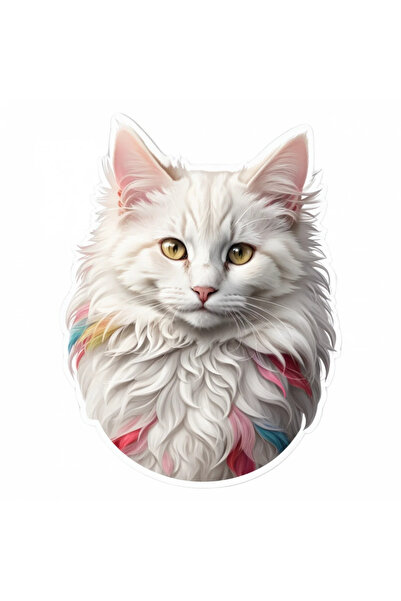 INOVATIX Set de 8 bucăți, autocolant pisică Angora Turcească, INOVATIX®. 6 cm