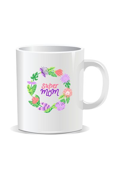OEM Personalized mug with March 8 messages for mothers, Super Mom - White interior