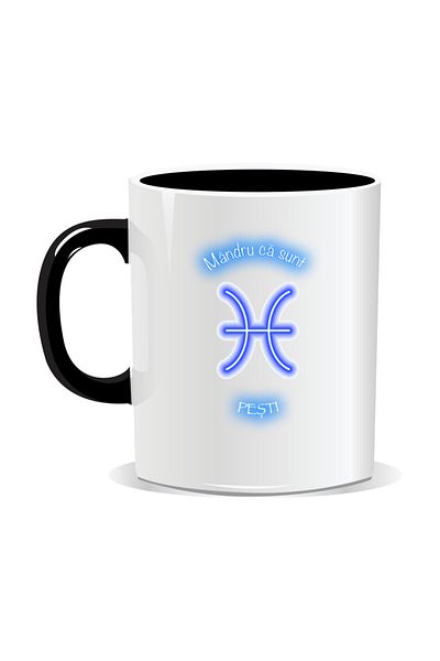 OEM Personalized Zodiac Mug, Neon with Pisces - Black Interior