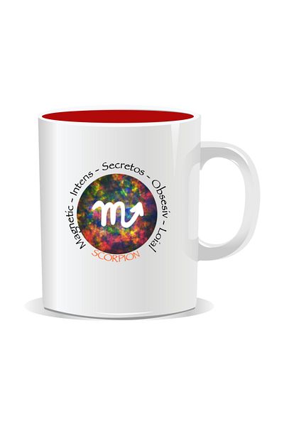 OEM Personalized mug with zodiac, Cosmos colored with Scorpions - Red interior