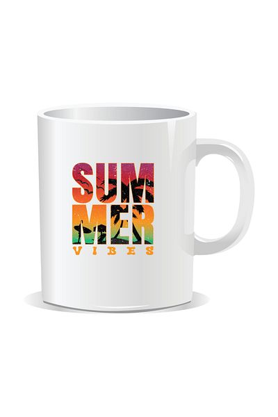 OEM Personalized mug with summer messages, Summer Vibes 3 - White interior