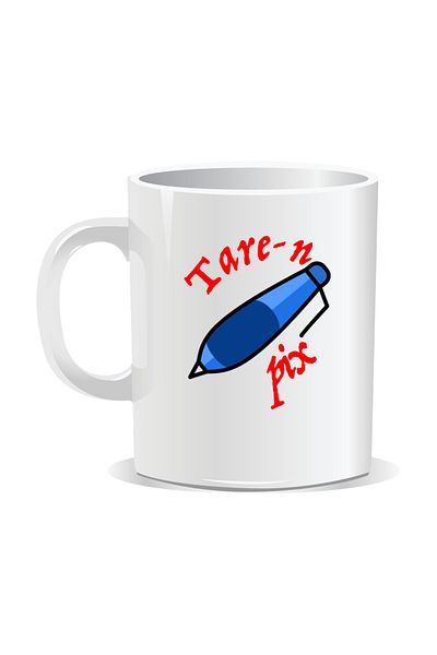 OEM Personalized mug with "tare" message, Tare-n-pen - White interior