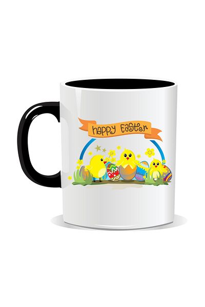 OEM Personalized Easter mug, Happy Easter with chicken - Black interior