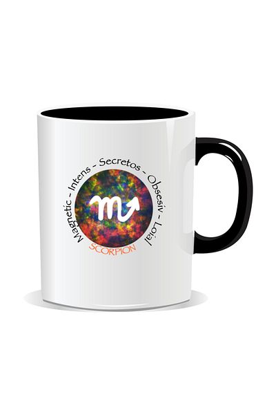 OEM Personalized mug with zodiac, Cosmos colored with Scorpions - Black interior