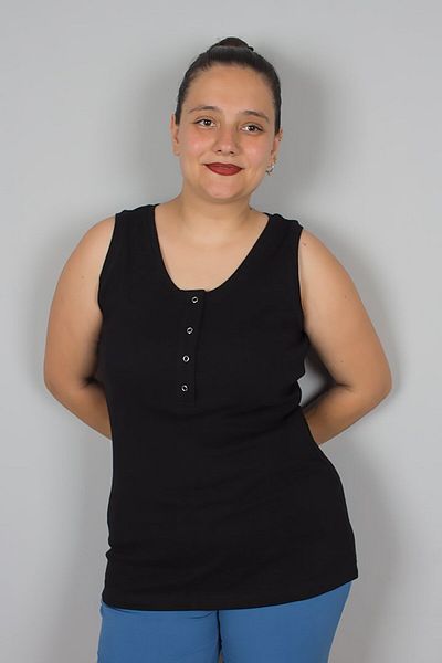 Truva XXL Plus Size Cotton Combed Ribbed Snap Sleeveless T-Shirt