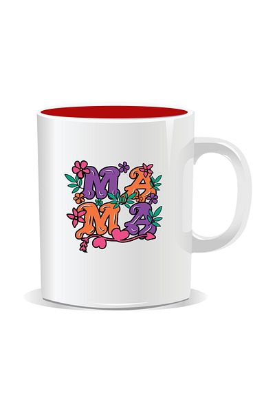 OEM Personalized mug with March 8 messages for mothers, MOM - Red interior