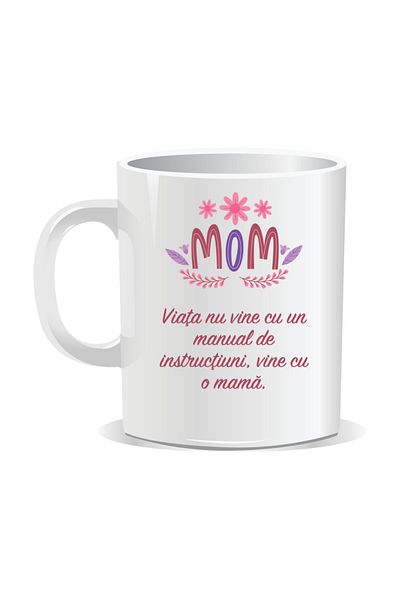 OEM Personalized mug with March 8 messages for mothers, Life doesn't come with a manual - White interior