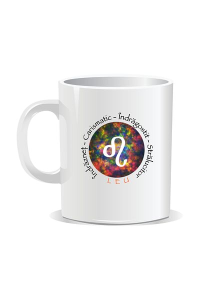 OEM Personalized mug with zodiac, Cosmos colored with Leo - White interior