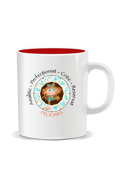 OEM Personalized mug with zodiac, Complete horoscope with Virgo - Red interior