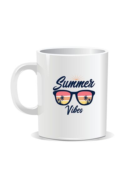 OEM Personalized mug with summer messages, Summer Vibes 7 - White interior