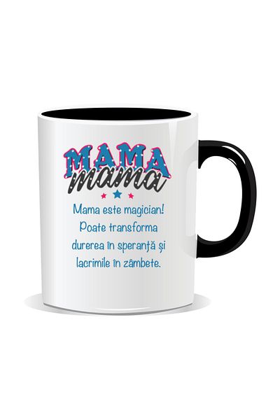 OEM Personalized mug with March 8 messages for mothers, Mom is a magician - Black interior