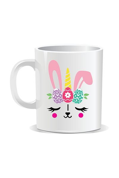 OEM Personalized Easter Mug, Bunny Mask - White Interior