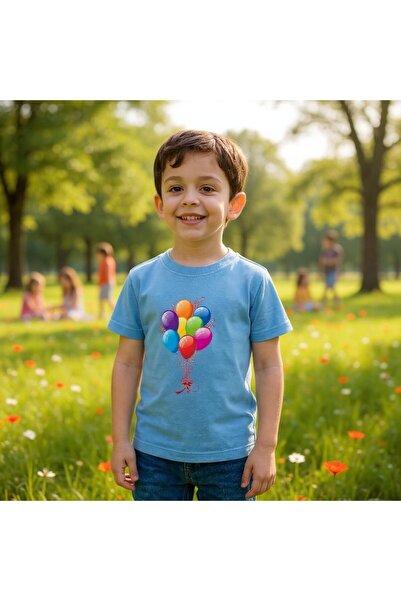 Windy Island Παιδικό μπλουζάκι με λαιμόκοψη Unisex Flying Balloons με τύπωμα