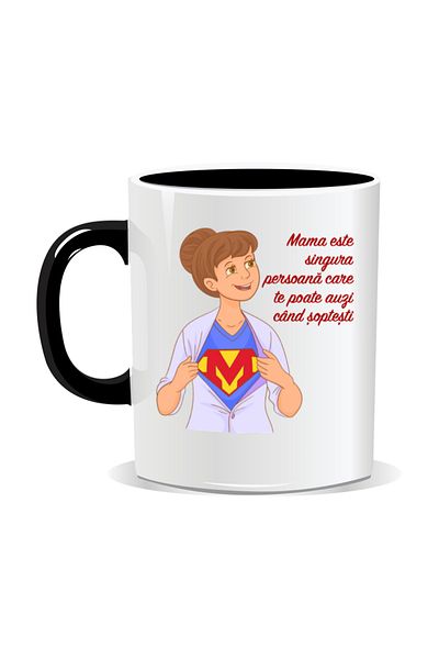 OEM Personalized mug with March 8th messages for mothers, The only one who can hear you - Black interior