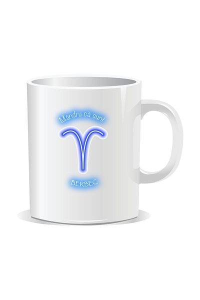 OEM Personalized zodiac mug, Neon with Aries - White interior