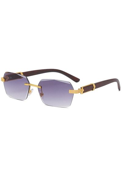 Tessero - Rectangular sunglasses, Vintage model, wood imitation, UV400 protection, unisex, brown and