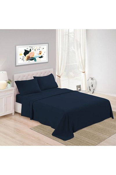 Trident : 3Piece 500 Thread Count 100 Cotton rich Solid Luxury Queen Bedsheet Set