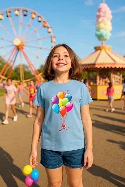 Windy Island Παιδικό μπλουζάκι με λαιμόκοψη Unisex Flying Balloons με τύπωμα