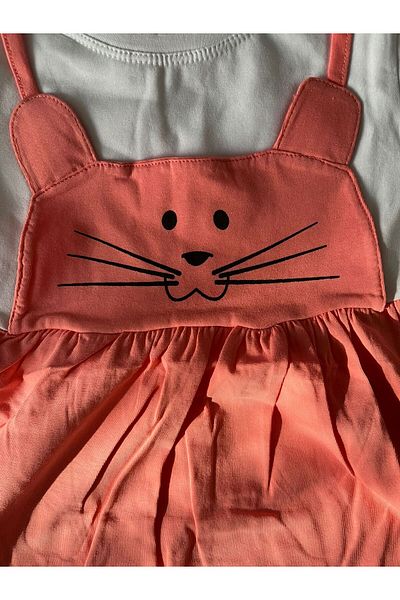 BY-GRİ By-Grey Cat Printed Girl's Dress