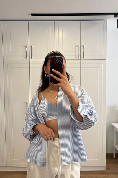Güneş Set cămașă oversize și bralet pentru damă