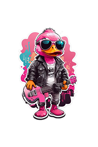 INOVATIX Set de 8 bucăți, autocolant cu rață chitarist, INOVATIX®. 6 cm