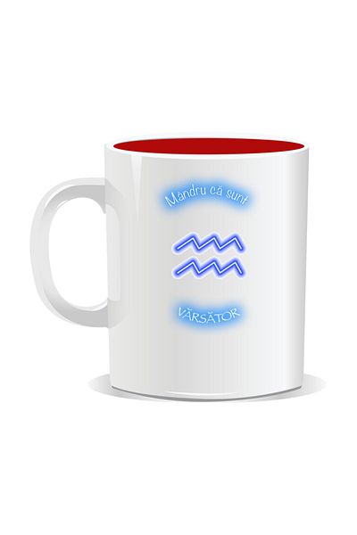 OEM Personalized zodiac mug, Neon with Aquarius - Red interior
