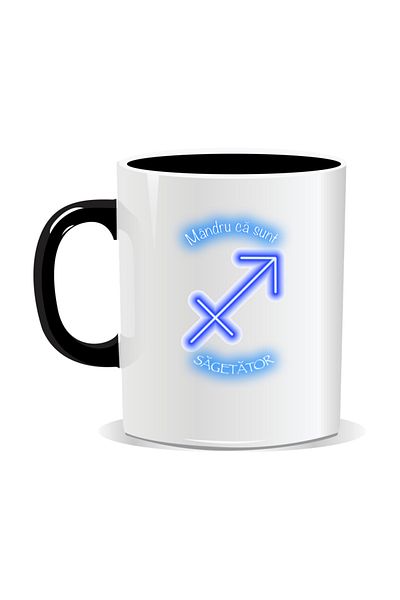 OEM Personalized zodiac mug, Neon with Sagittarius - Black interior