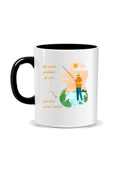 OEM Personalized mug with message for fishermen, No problem - Black interior