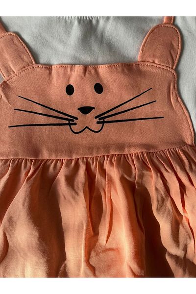BY-GRİ By-Grey Cat Printed Girl's Dress