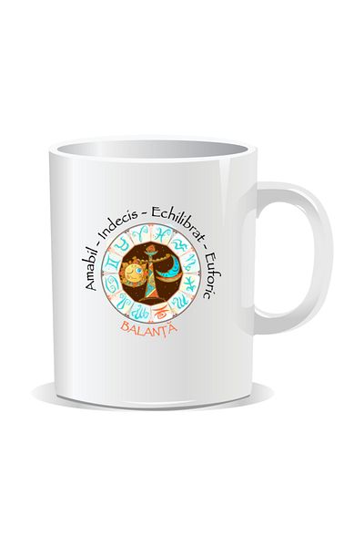 OEM Personalized mug with zodiac, complete horoscope with Libra - White interior