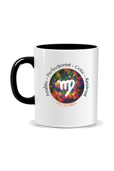 OEM Personalized mug with zodiac, Cosmos colored with Virgo - Black interior