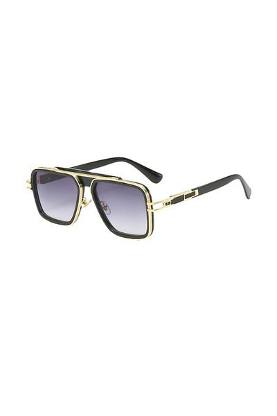 Tessero - Ochelari de soare pătrați premium, detalii metalice, unisex, protecție UV400, negri