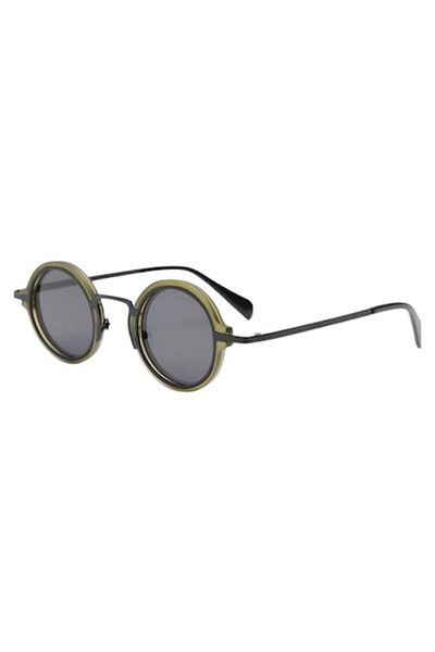 Tessero Round Sunglasses, Modern Slim Model, UV400 Protection, Tessero, Unisex, Dark Green