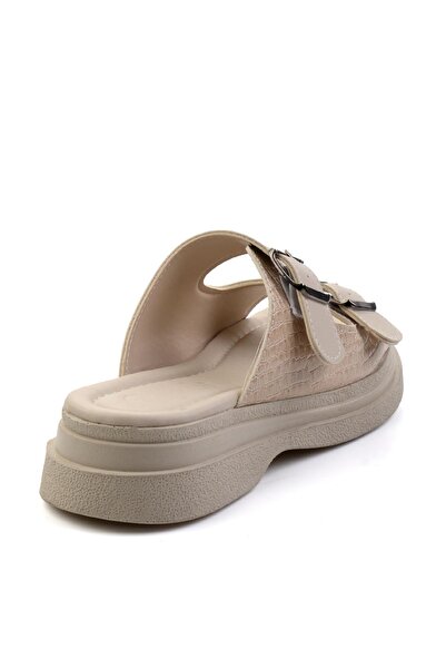 Bambi Bej Rugan Kroko Kadın Terlik K04761038009